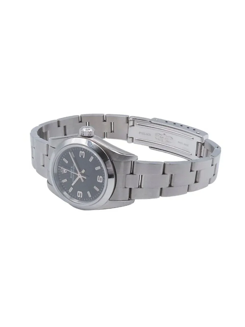 Rolex Oyster Perpetual Black Stainless Steel Oyster Bracelet Watch Automatic